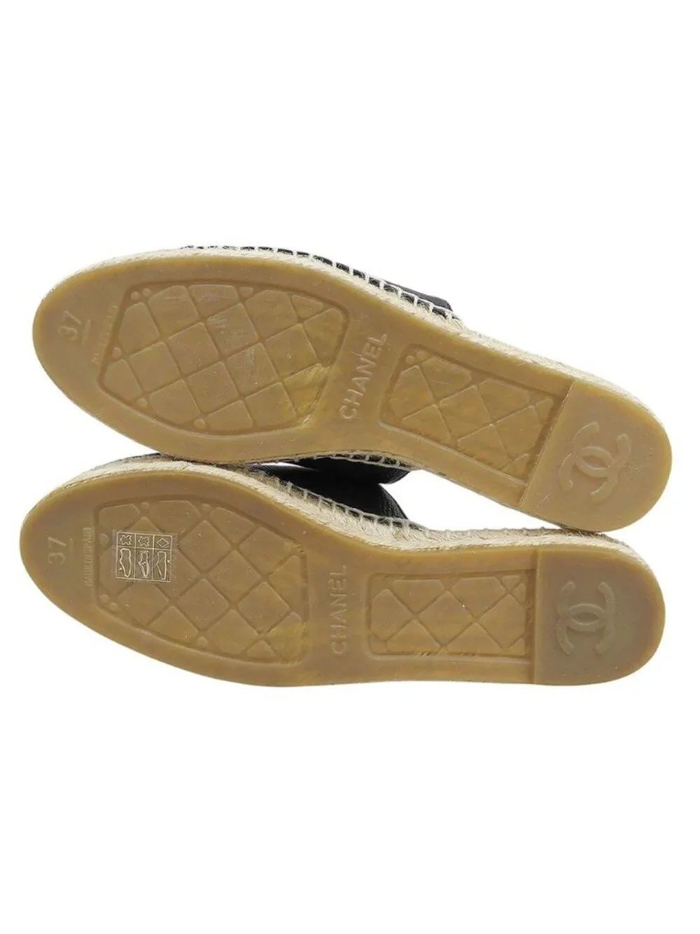 Chanel Leather CC Logo Sandals Black